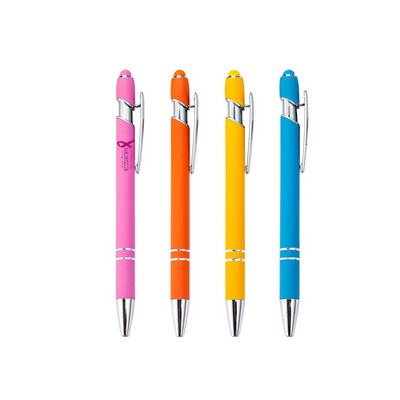Incline Ballpoint Pen with Colorful Stylus Tip - OCEAN