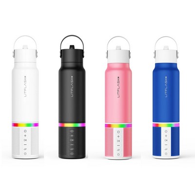 20 Oz. Litflask® Stainless Steel Flask, Speaker and Charger